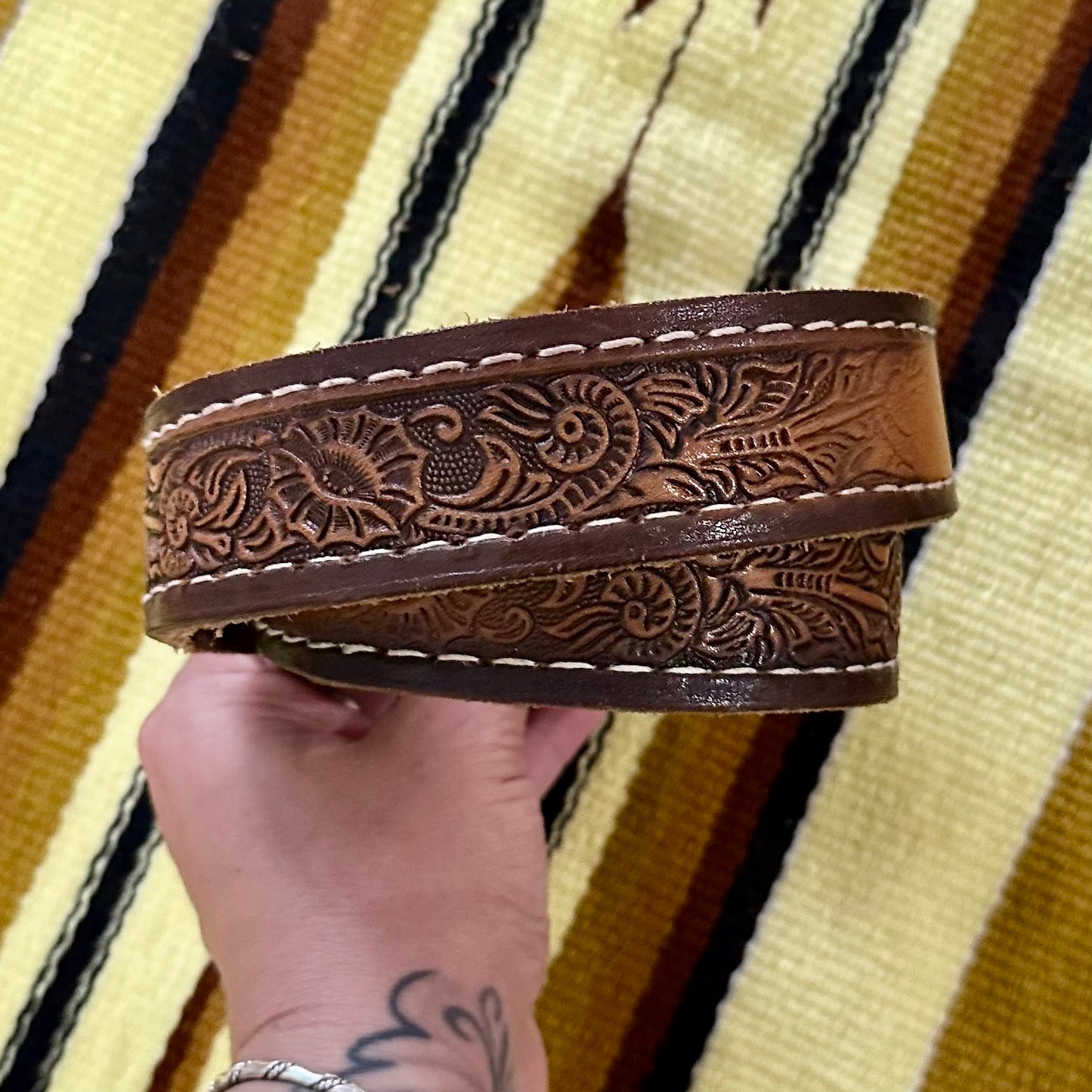 Belt Tooled Leather Linda