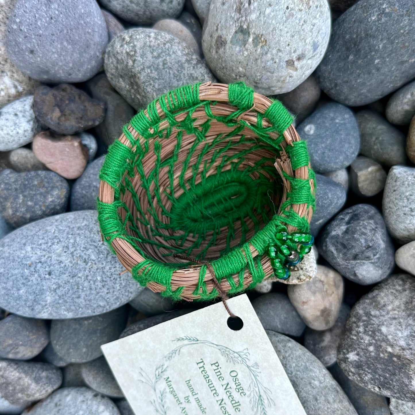 Osage Pine Needle Treasure Nests Small Green Basket