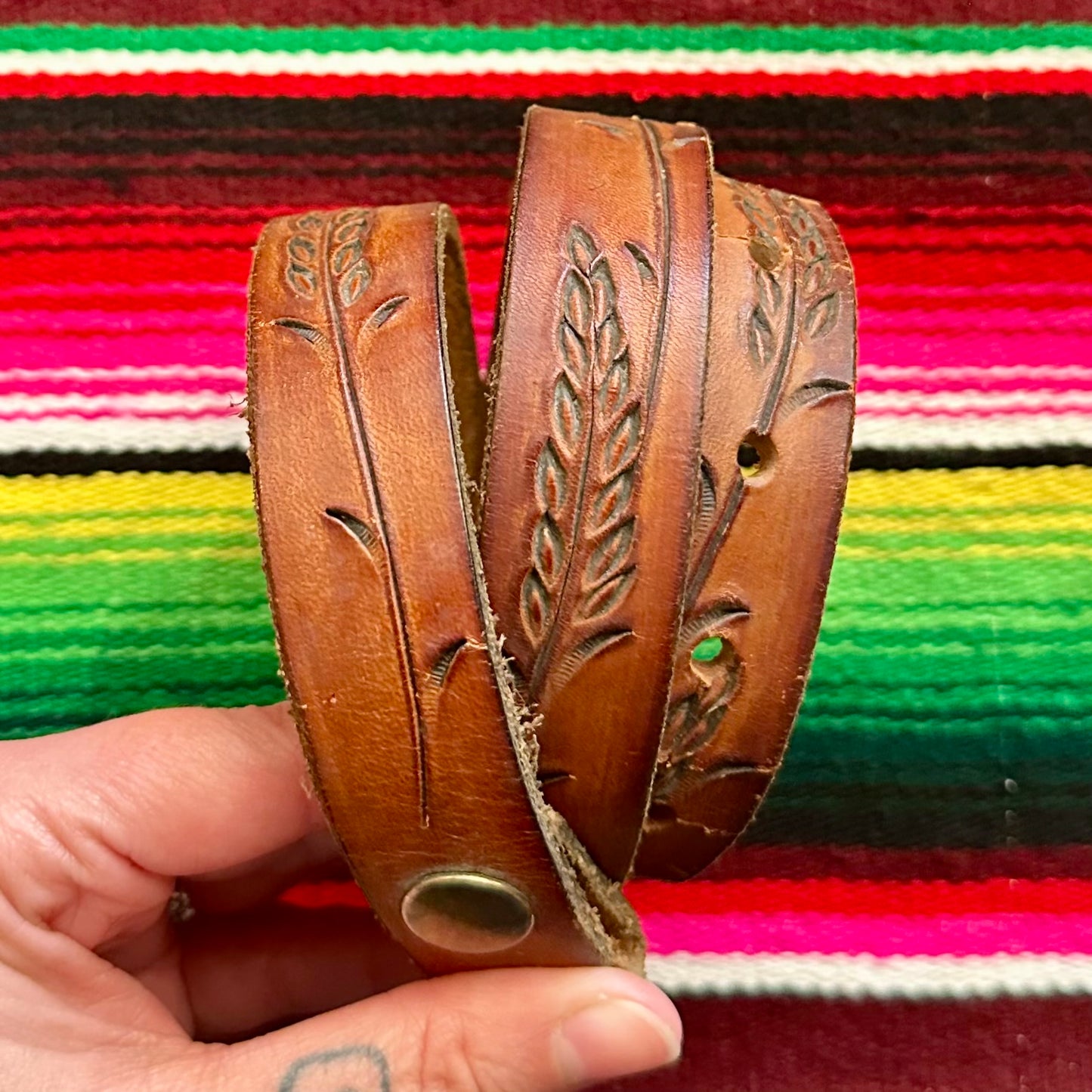 Belt Wheat Design Leather