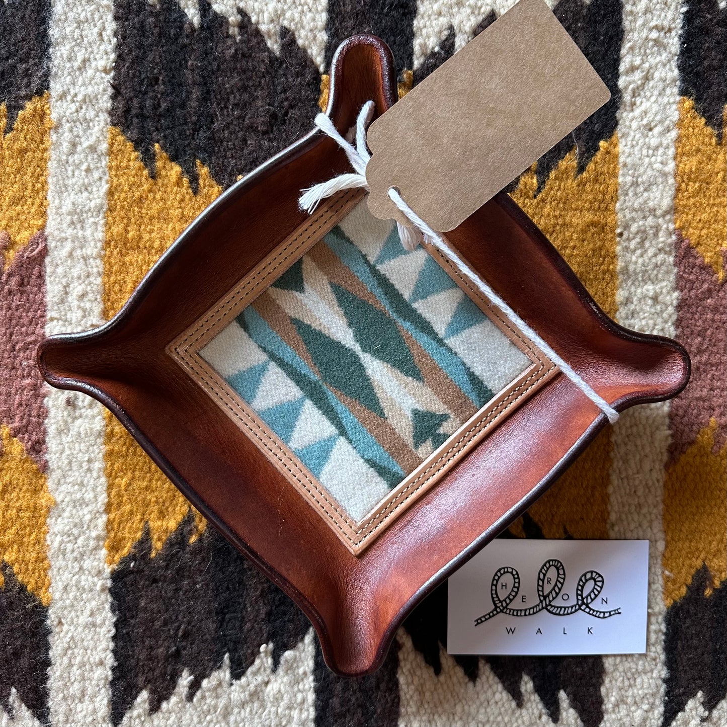 Leather Valet Tray with Pendleton Wool by Heron Walk