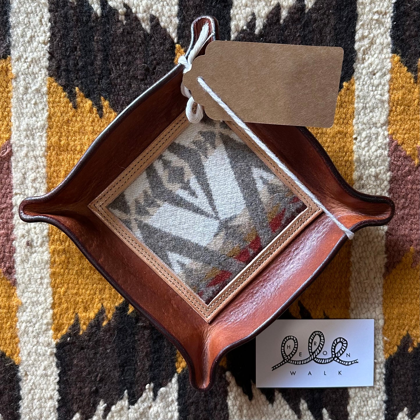 Leather Valet Tray with Pendleton Wool by Heron Walk