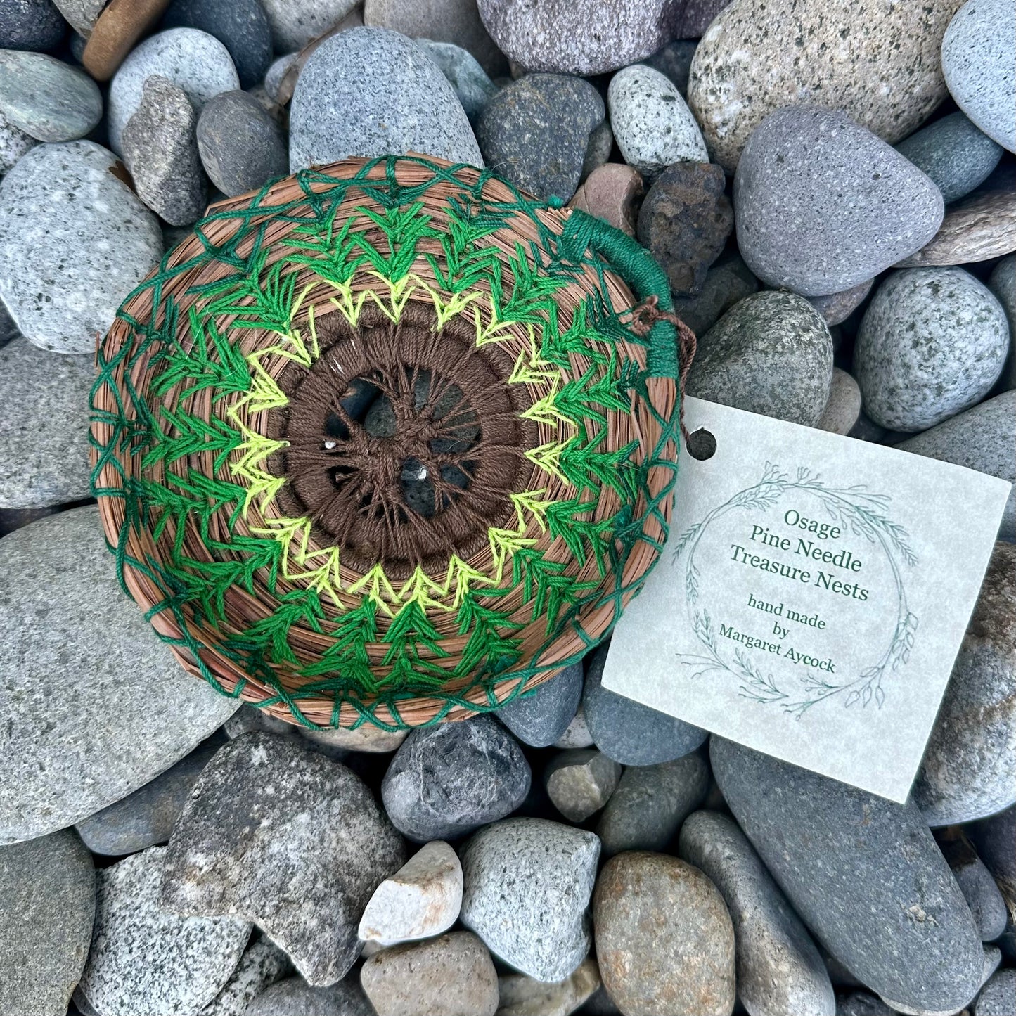 Osage Pine Needle Treasure Nests Small Green Tray