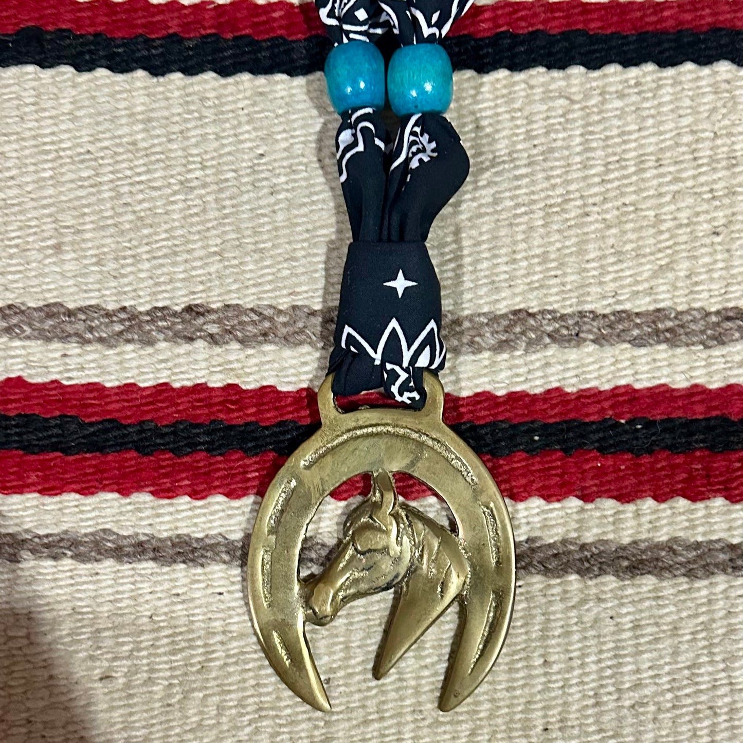 Medallion Necklace Horse Black