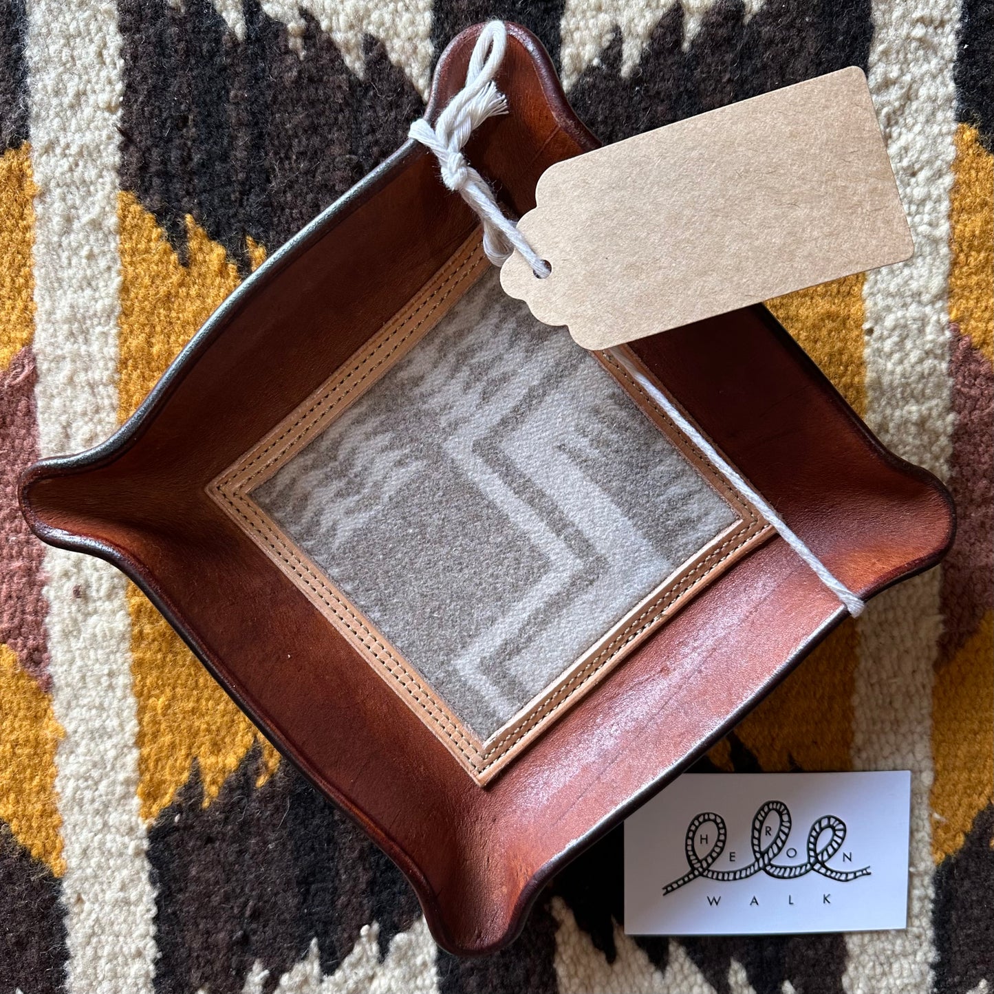 Leather Valet Tray with Pendleton Wool by Heron Walk