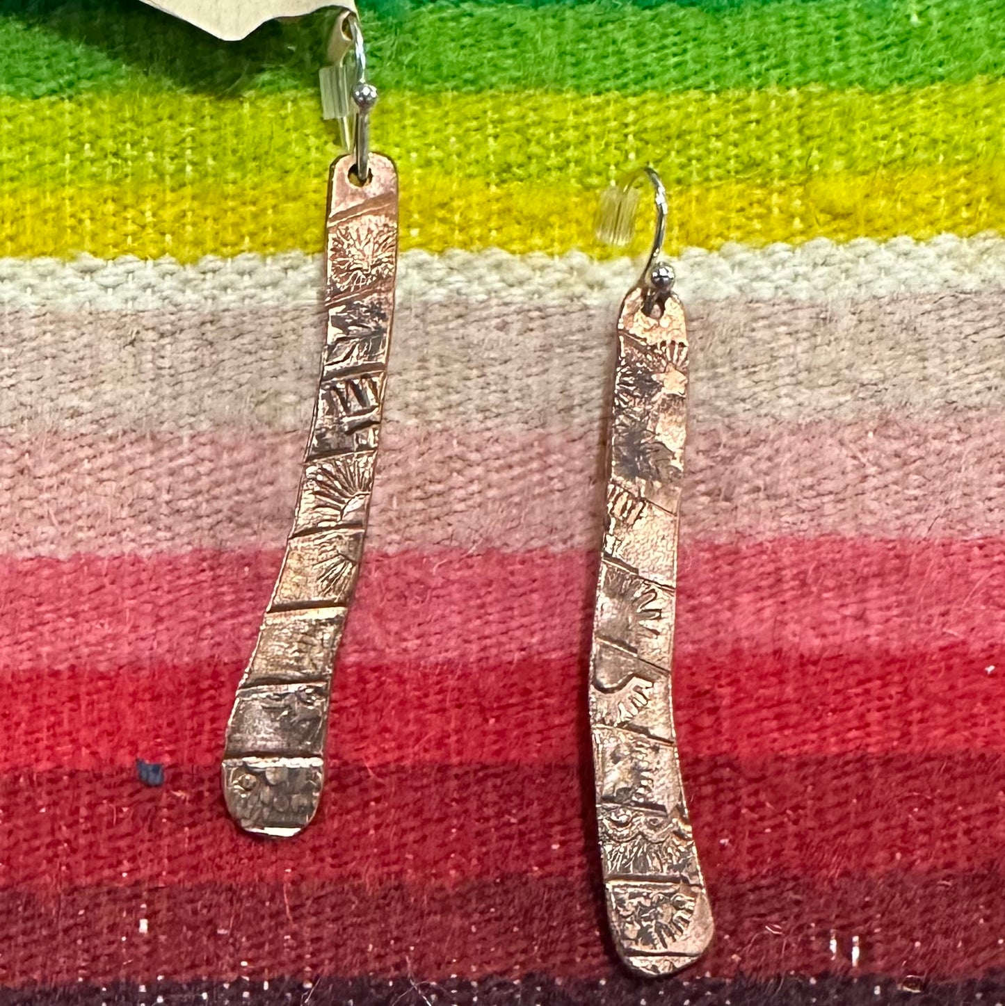 Earrings Copper Stamped Long by Genuine Oklahoma Souvenirs (925ED13)