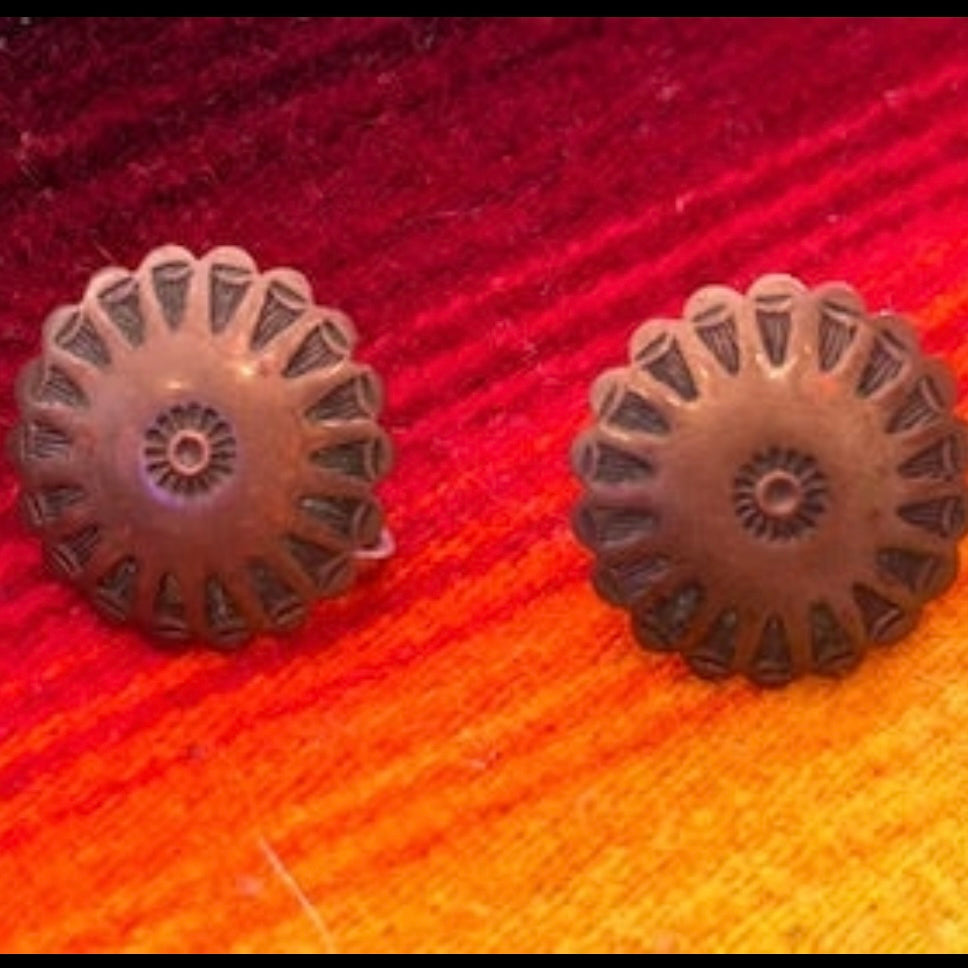 Earrings Small Copper Concho Screw Back