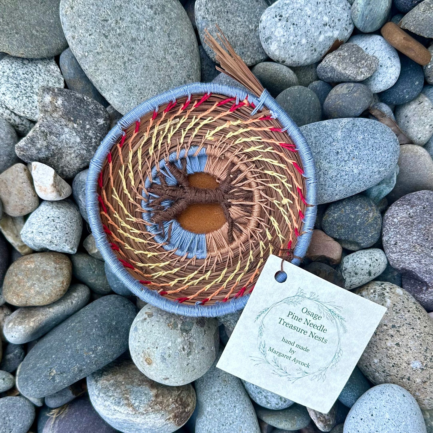 Osage Pine Needle Treasure Nests Small Blue Tray