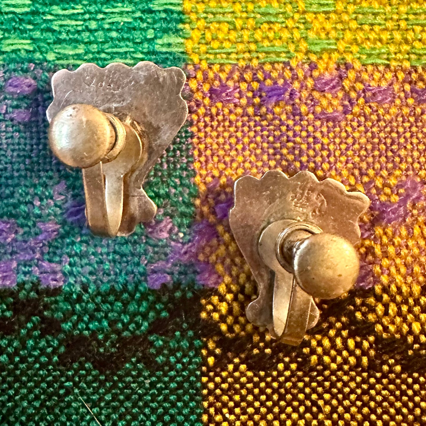 Earrings Sterling Silver and Abalone Shell Screw Back