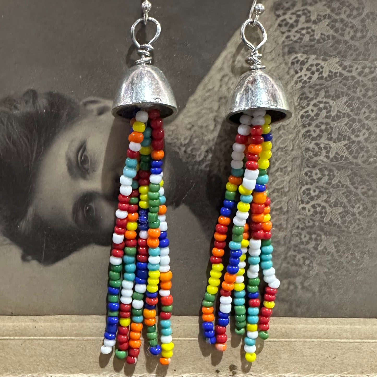 Earrings Multicolor Beaded (925ED18) by Genuine Oklahoma Souvenirs