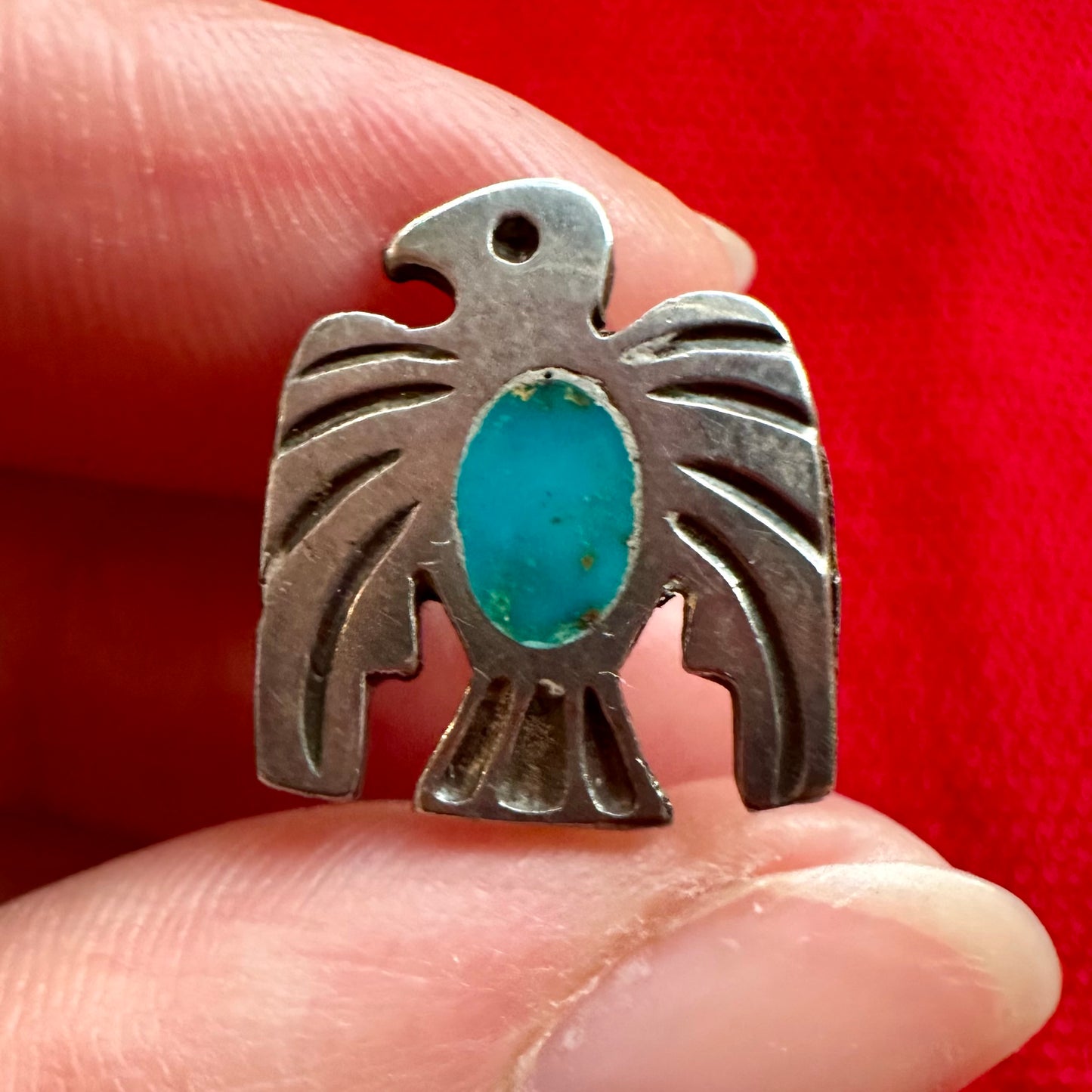 Earrings Sterling and Turquoise Thunderbird Screw Back