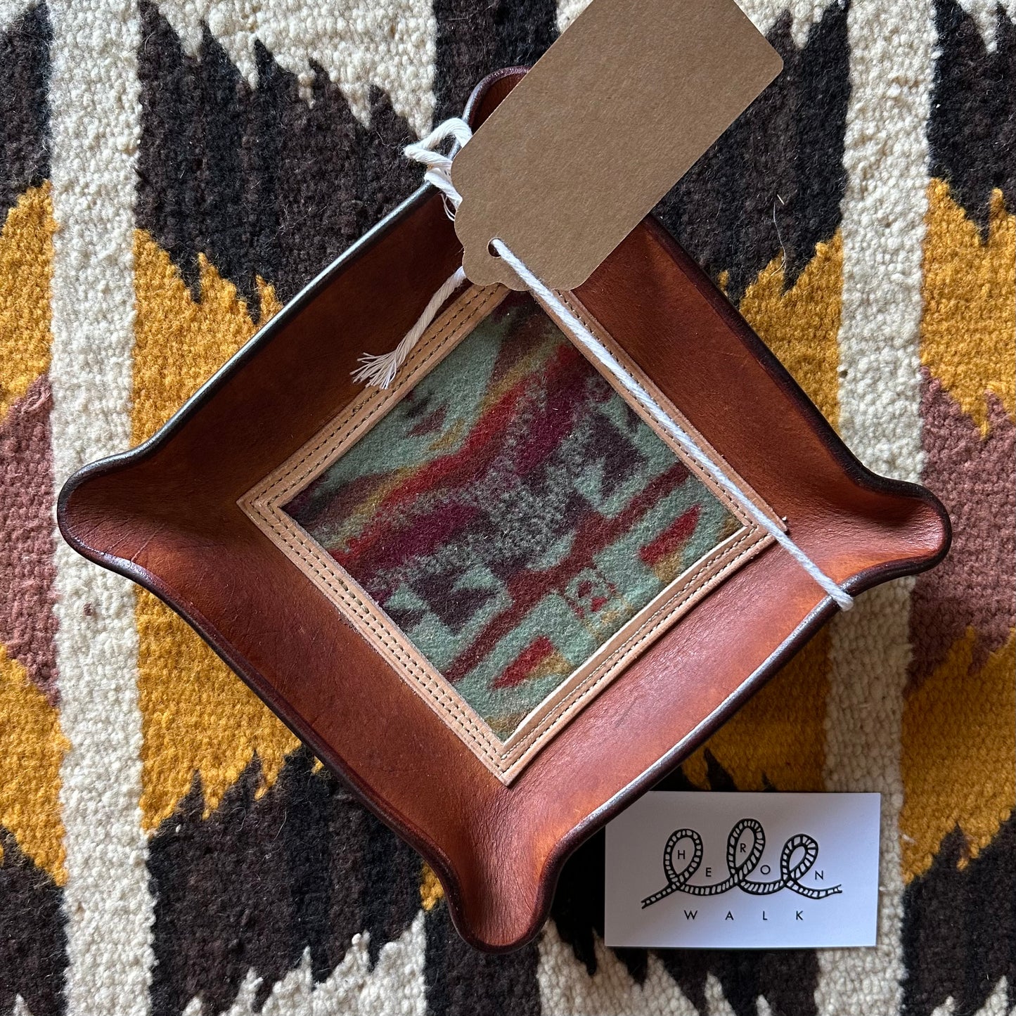 Leather Valet Tray with Pendleton Wool by Heron Walk