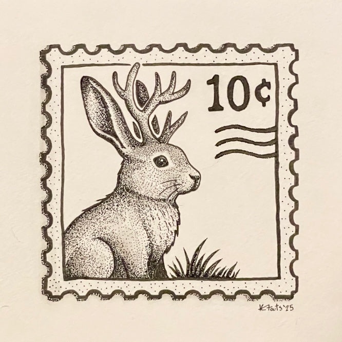 Jackalope Stamp 8x10 Print Kaci Fouts Art
