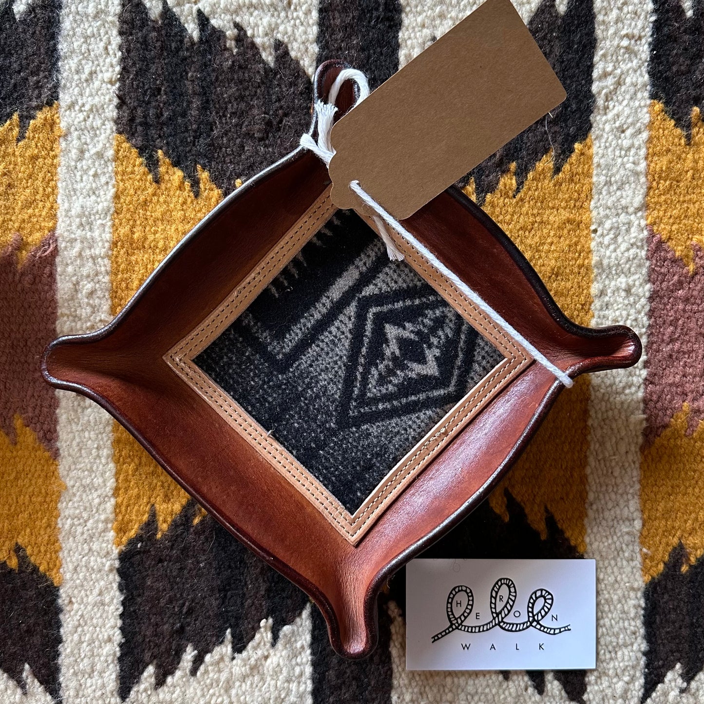 Leather Valet Tray with Pendleton Wool by Heron Walk