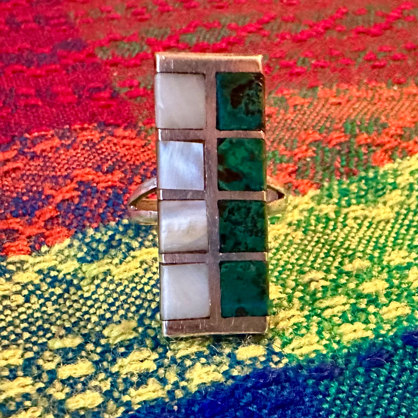Ring Turquoise and Mother of Pearl Rectangle