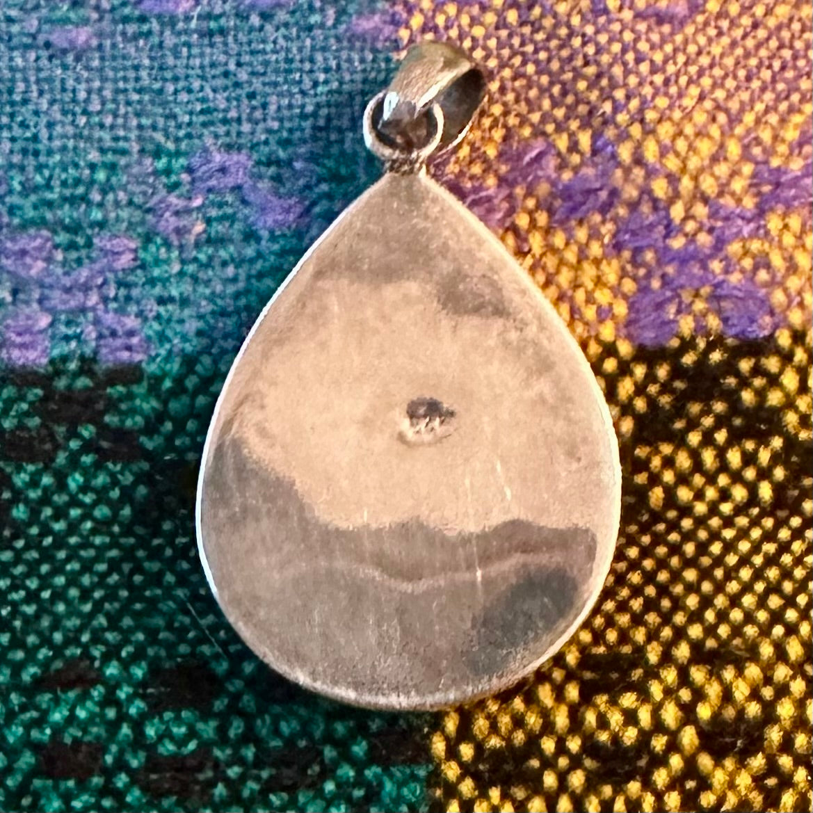 Pendant Sterling Silver and Pink Shell Teardrop Brooch Pin