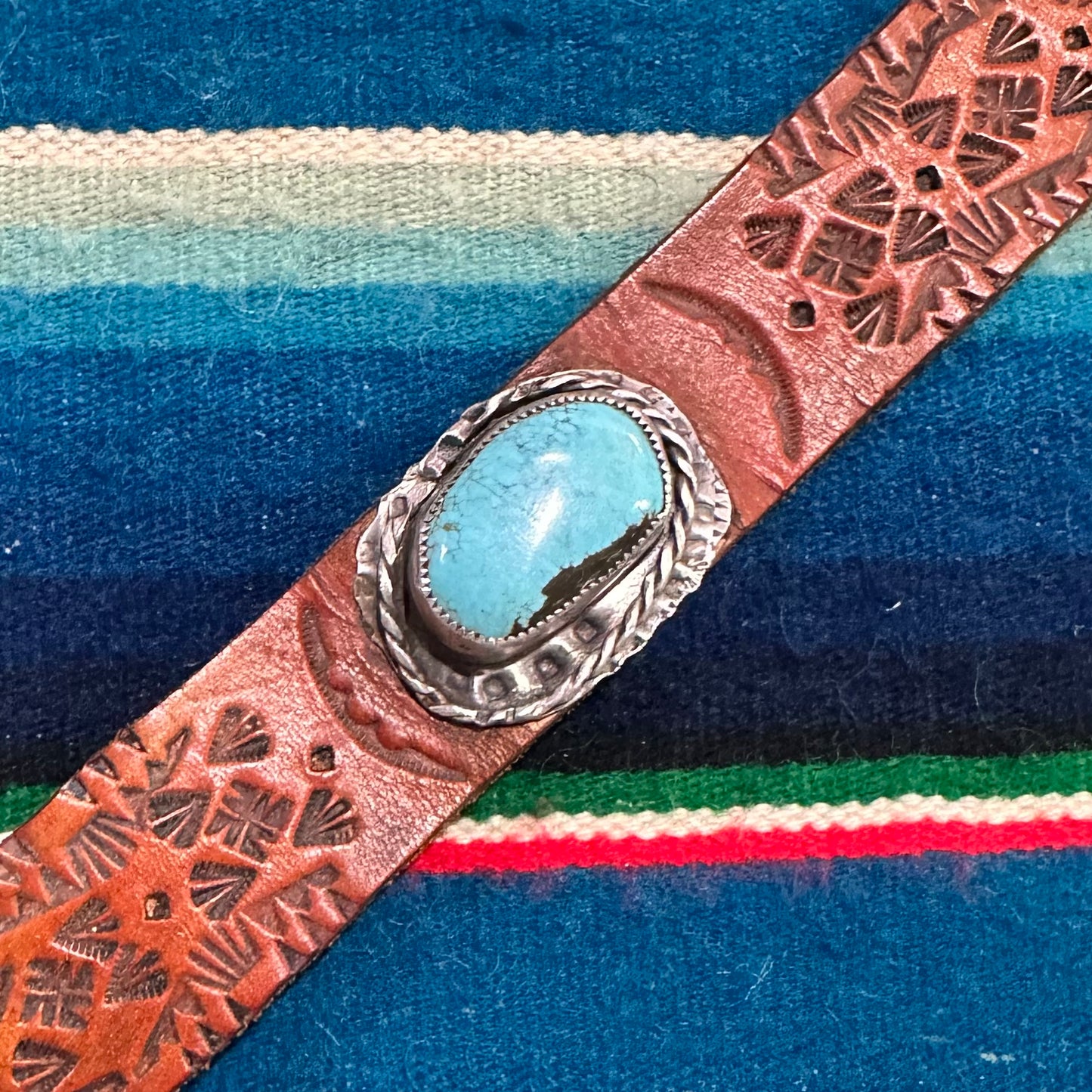 Cuff Leather with Turquoise by Genuine Oklahoma Souvenirs (925CL3)
