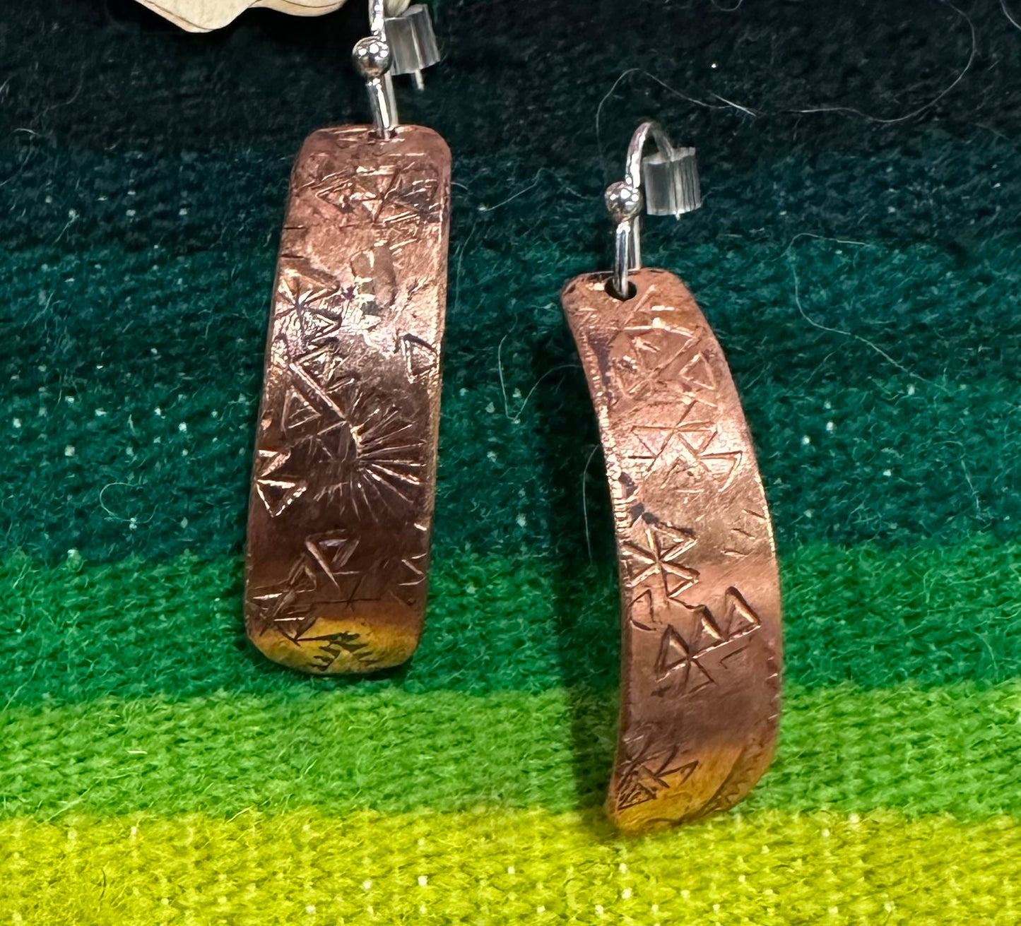 Earrings Copper Stamped Short by Genuine Oklahoma Souvenirs (925ED12)