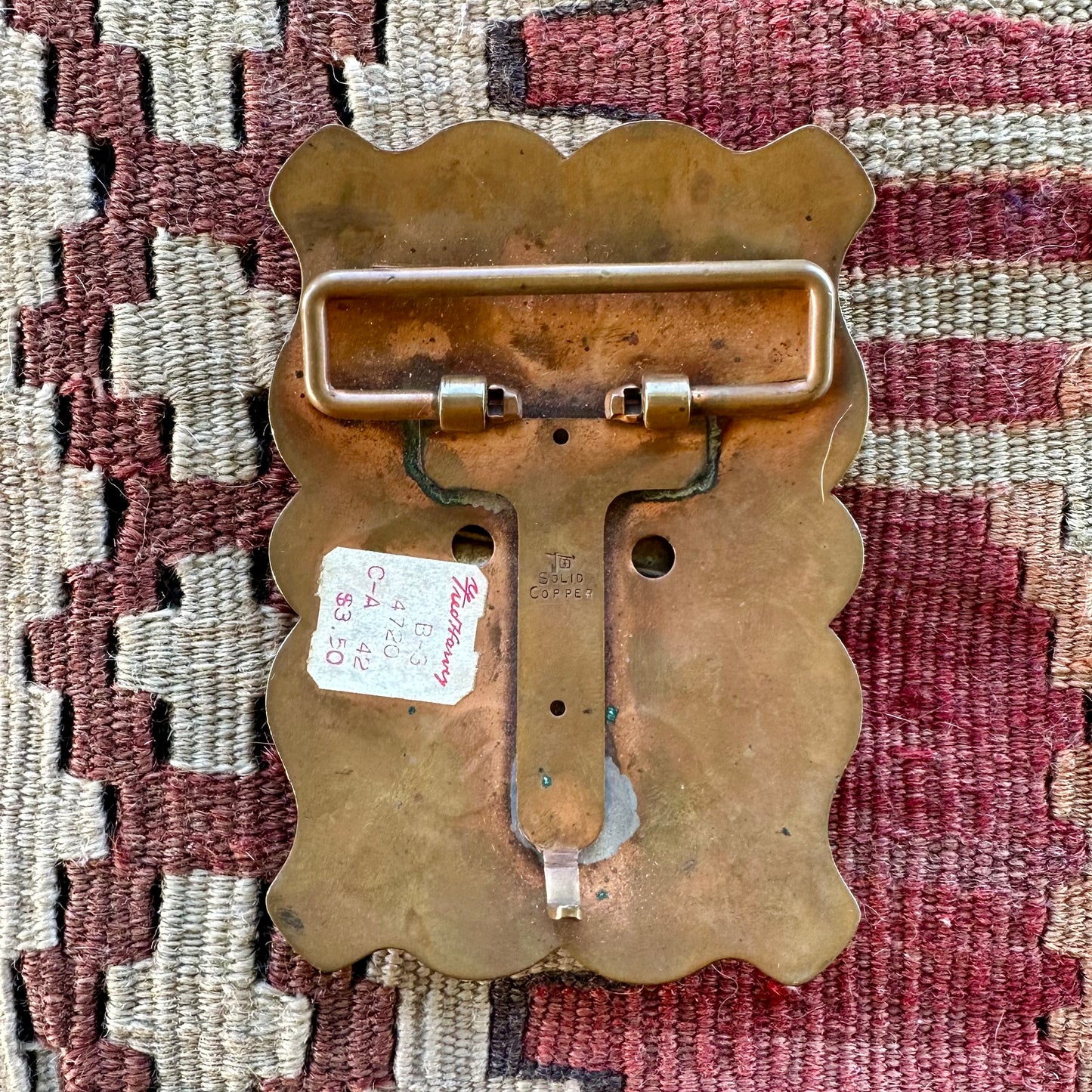 Belt Buckle Copper Concho by Fred Harvey