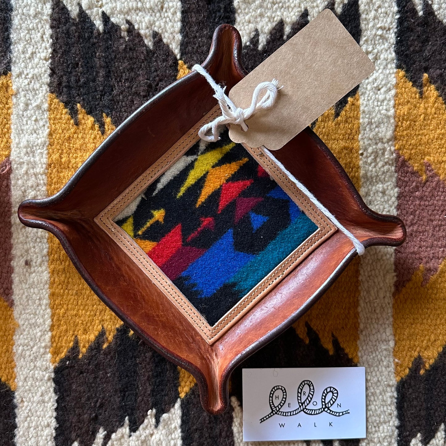 Leather Valet Tray with Pendleton Wool by Heron Walk