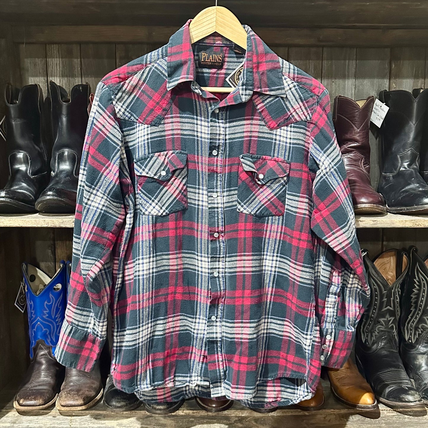 Pearl Snap LS Plains Flannel Large