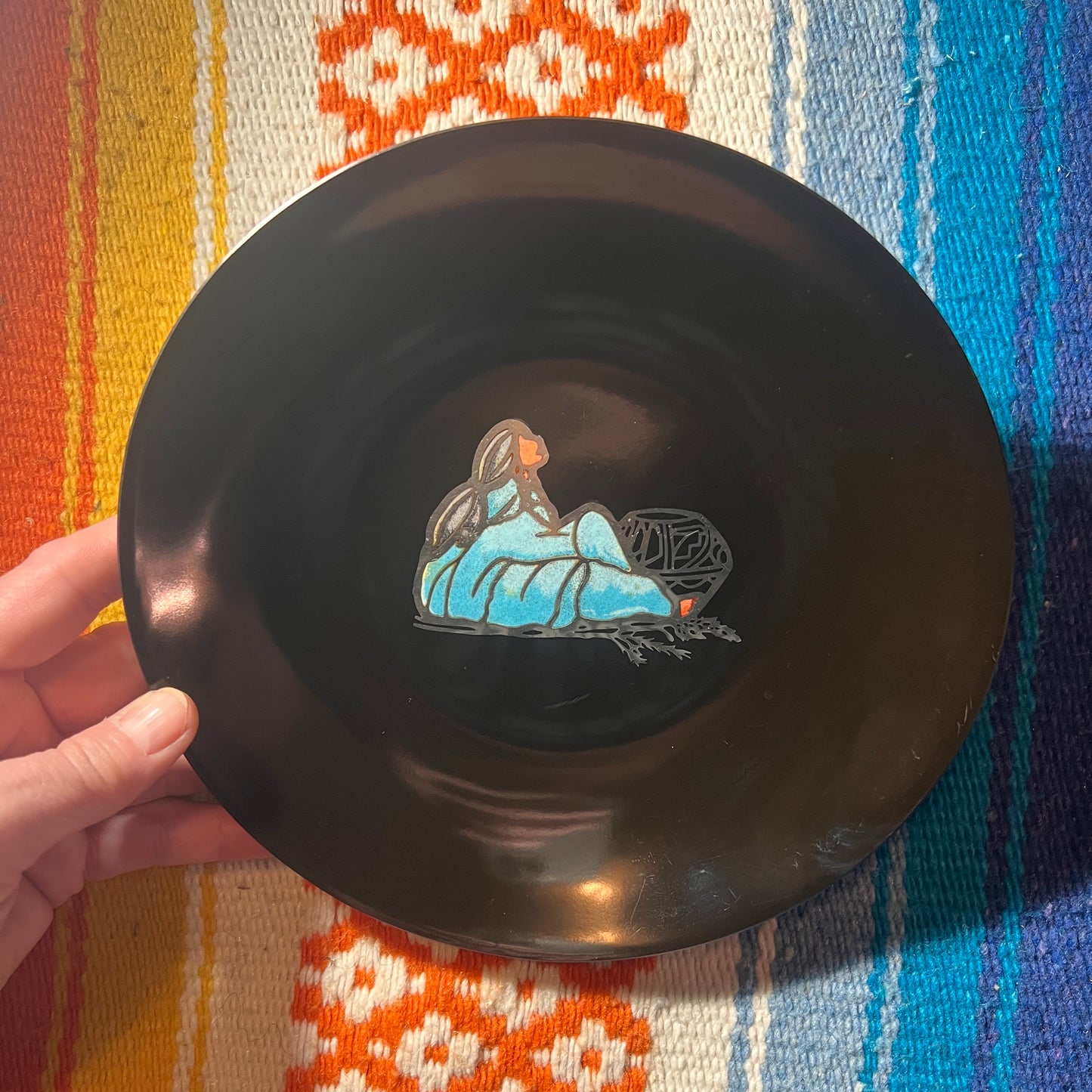 Bowl Couroc Brass Inlay Southwest Maiden