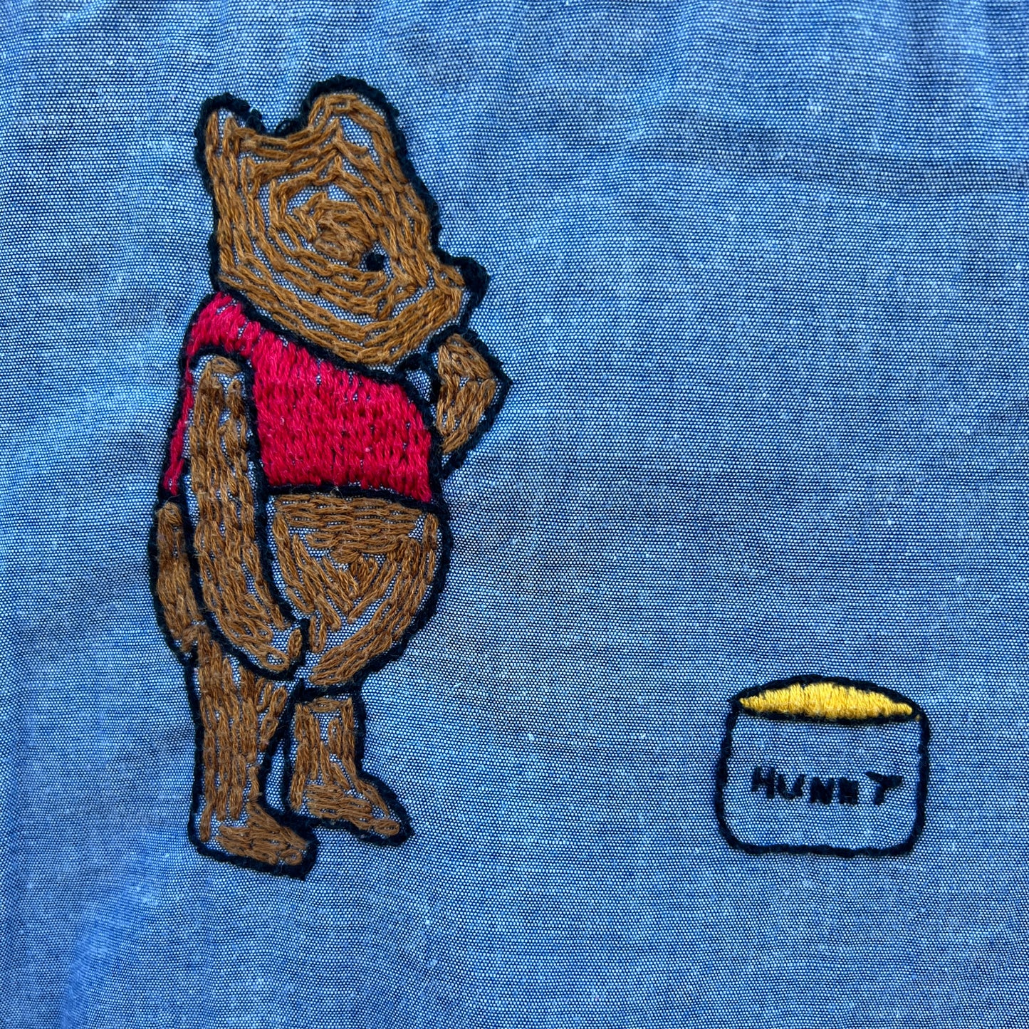 Button Down Chambray Winnie the Poo Small