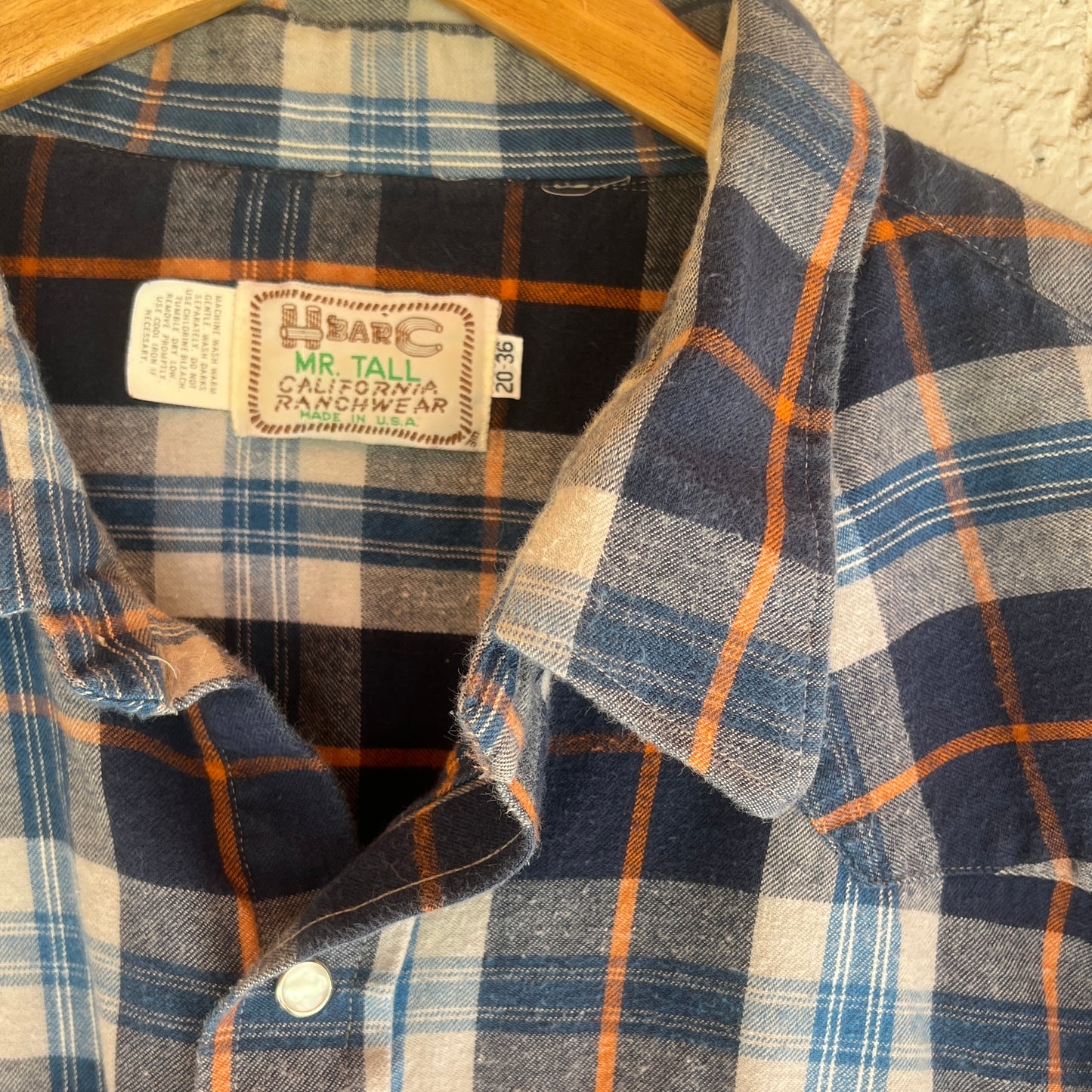 Pearl Snap LS HBarC Mr. Tall Flannel 20-36