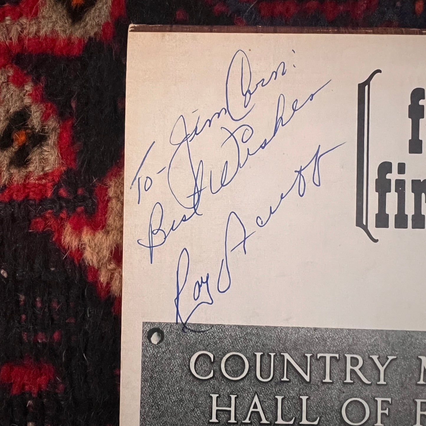 Vinyl Roy Acuff sings Hank Williams Signed cover