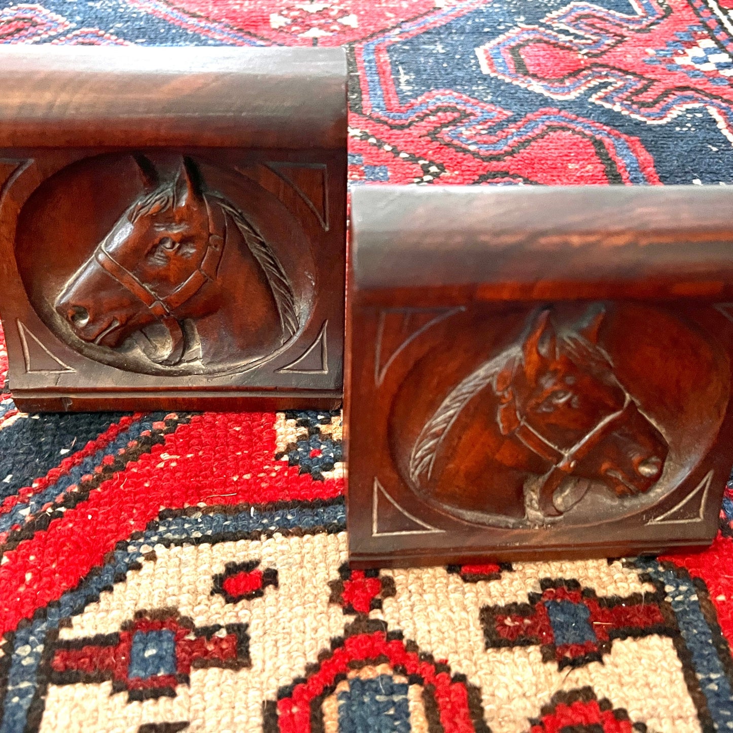 Bookends Carved Wooden Horse Head