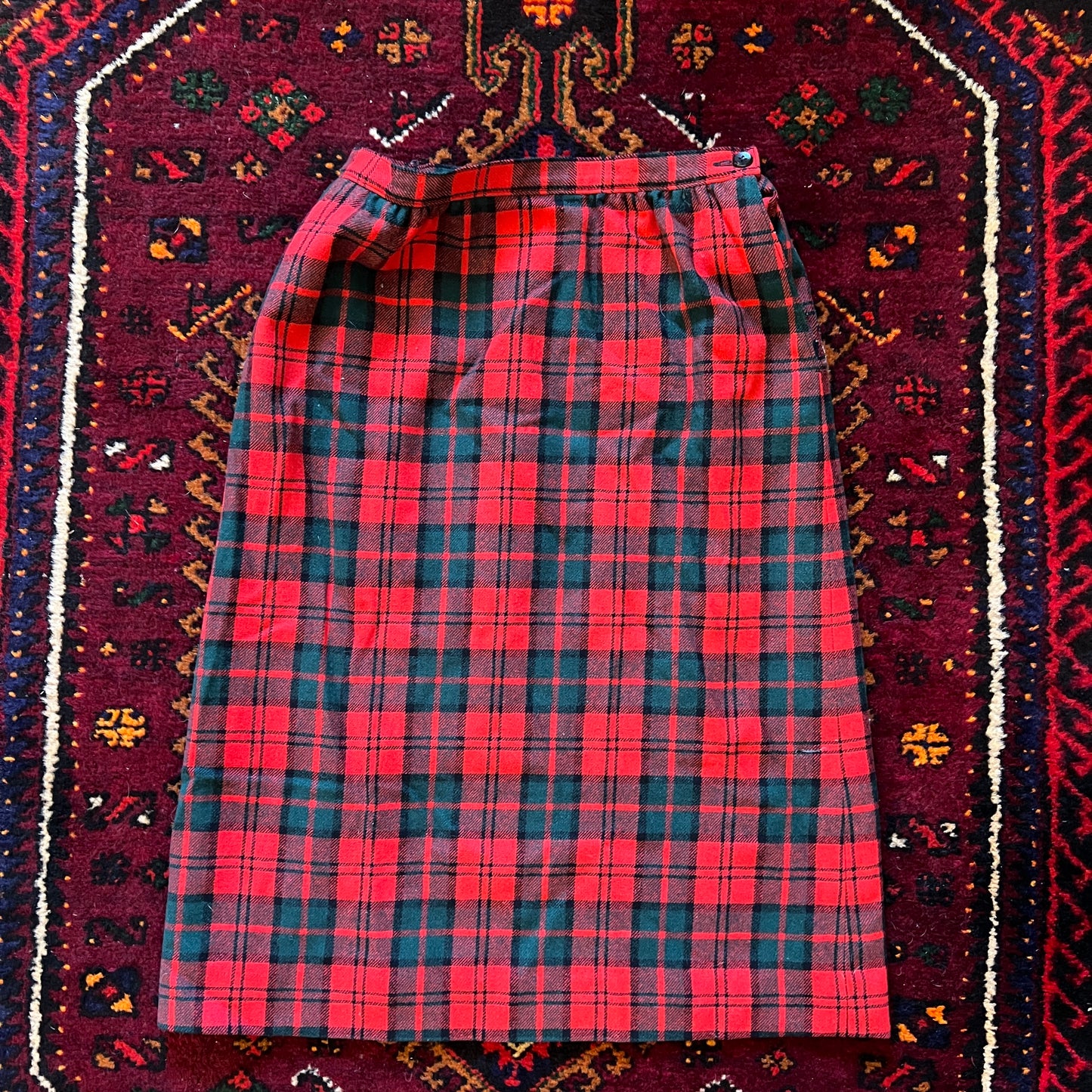 Skirt Pendleton Wool Red & Green Plaid