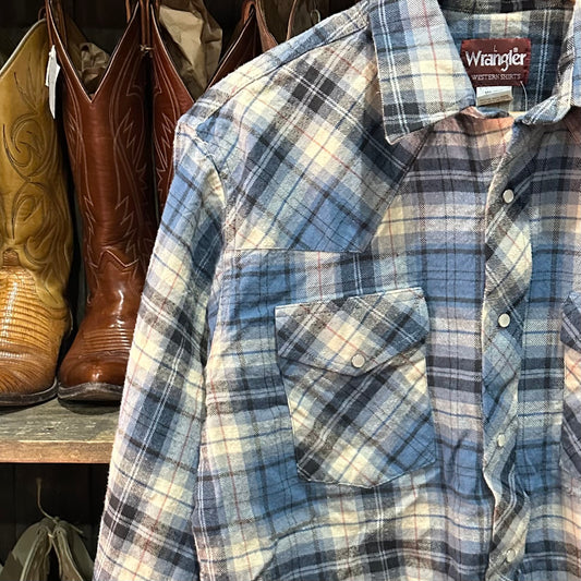 Pearl Snap LS Wrangler Flannel Large