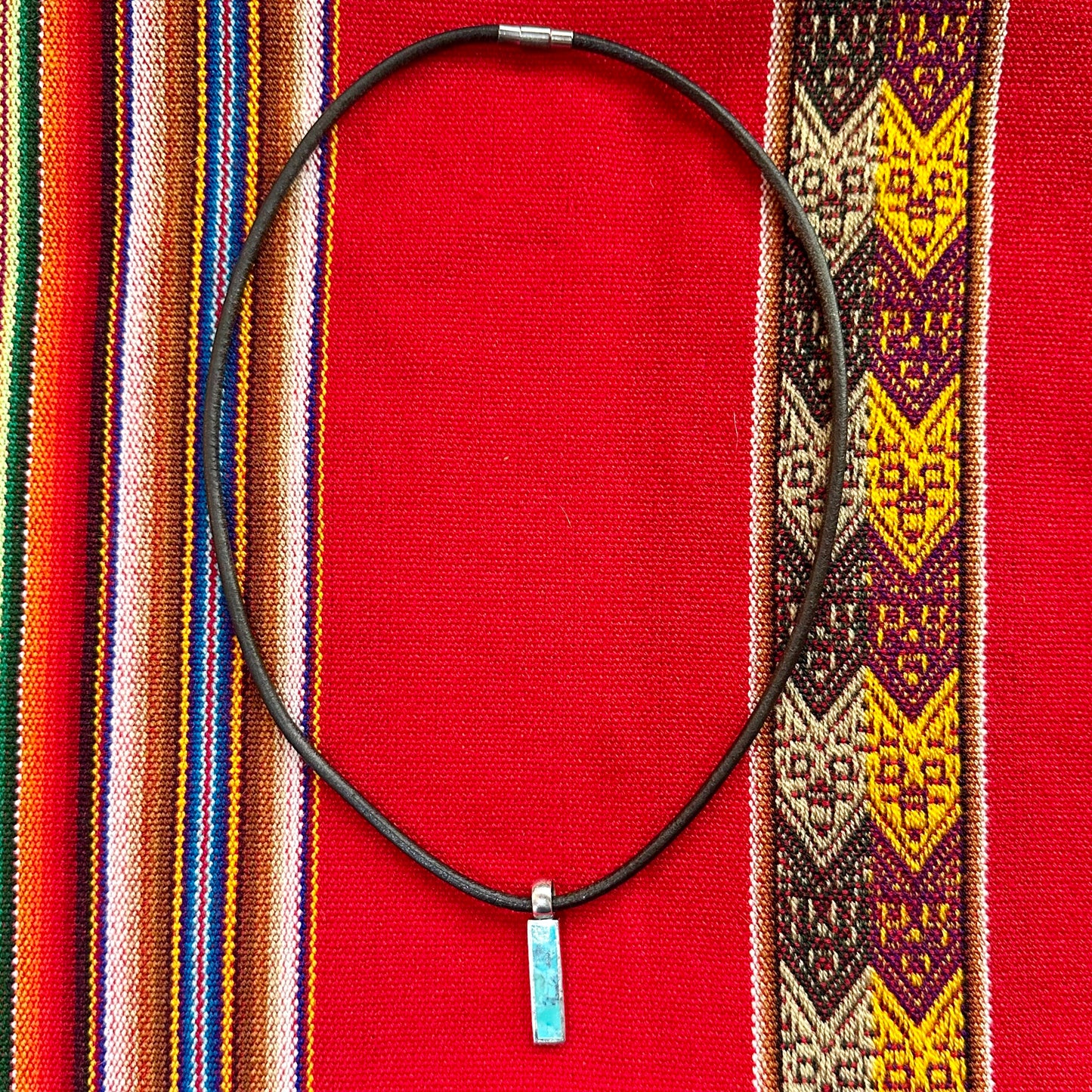 Turquoise Necklace with Leather Cord