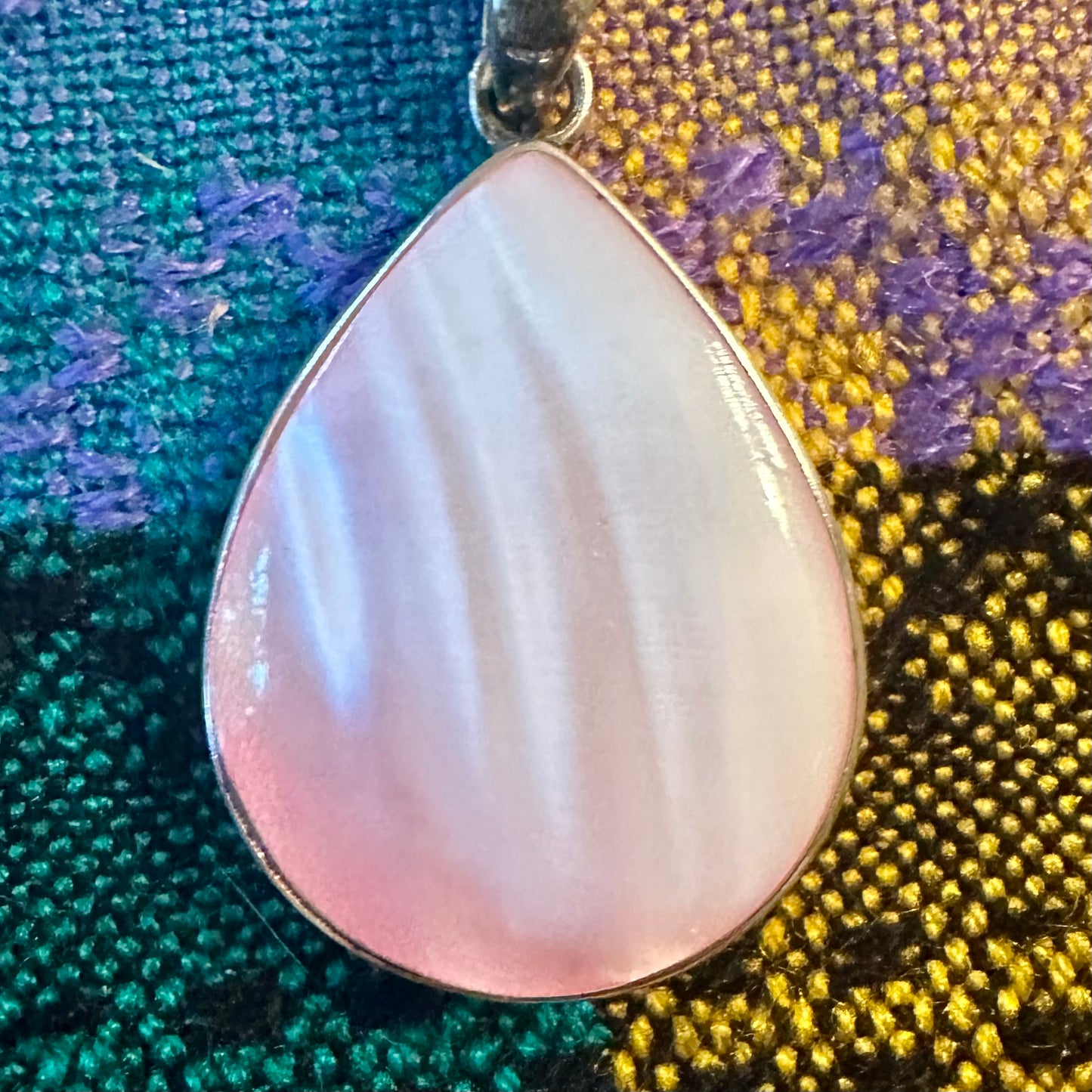 Sterling Silver and Pink Shell Teardrop Brooch Pendant Pin