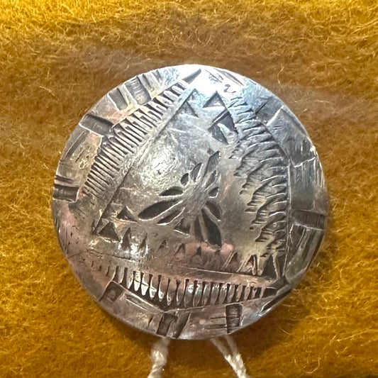 Button Cover Silver Stamped 3/4" by Genuine Oklahoma Souvenirs (925BC6)