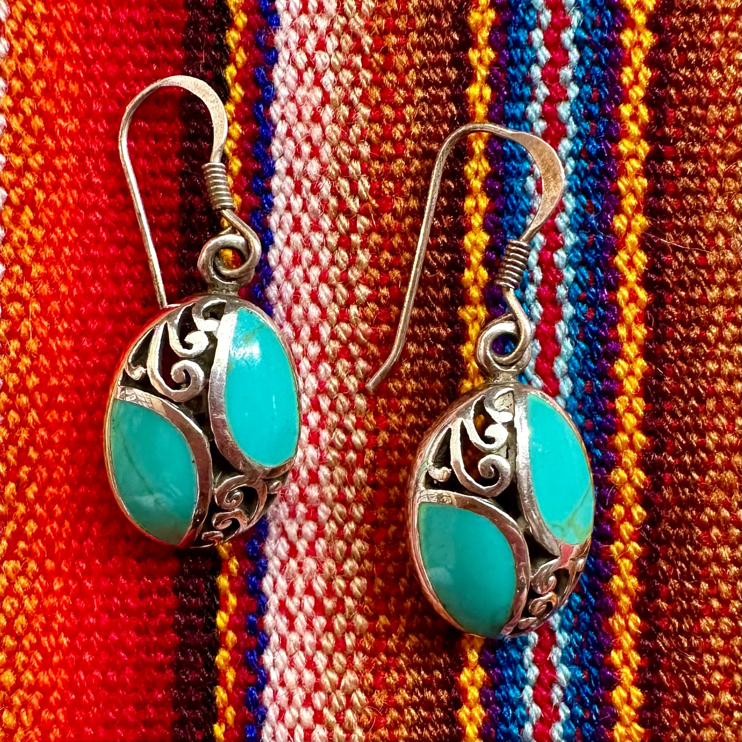 Sterling and Turquoise Oval Earrings