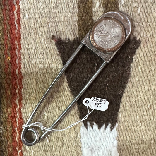 Safety Pin Oklahoma Quarter & Copper by Genuine Oklahoma Souvenirs (925SP4)