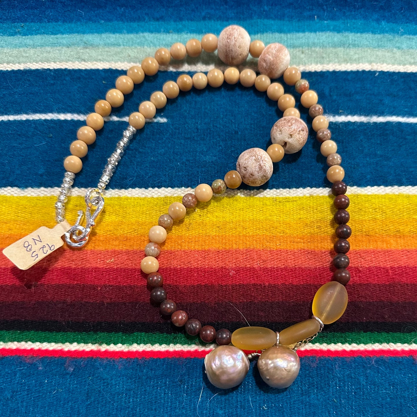 Necklace Beaded with Pearl Charm by Genuine Oklahoma Souvenirs (925N8)