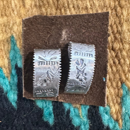 Earrings Silver Stamped Curve by Genuine Oklahoma Souvenirs (925EP4)