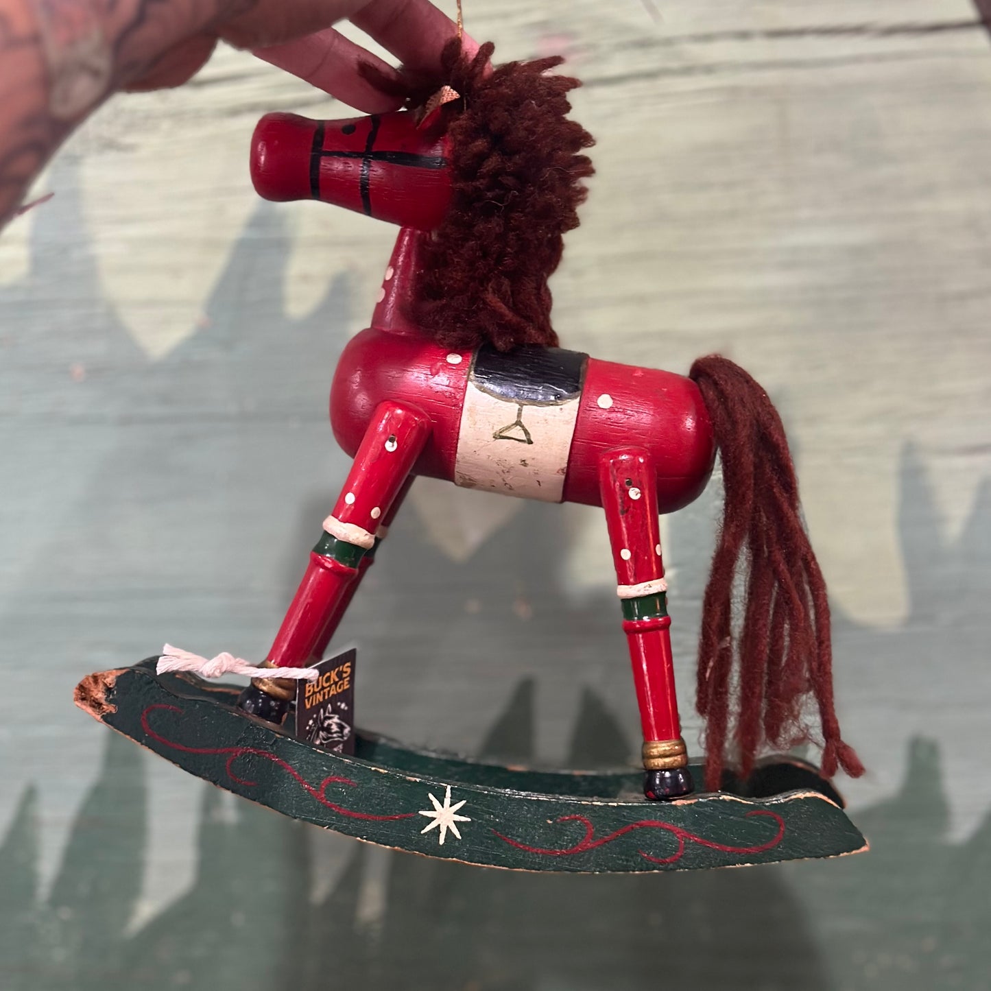 Toy Wooden Rocking Horse Ornament