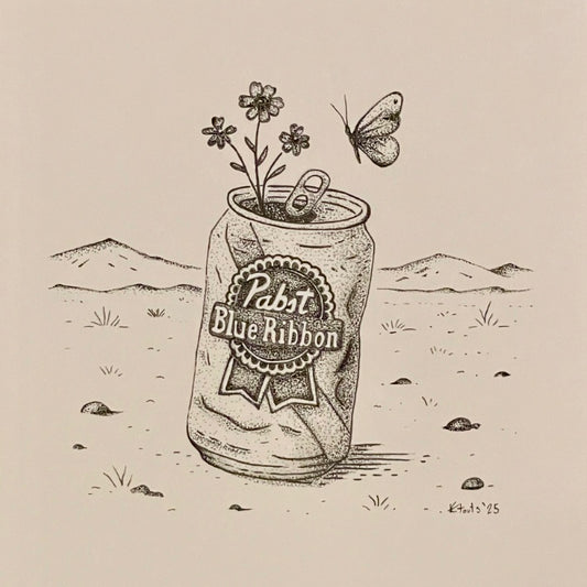 Blue Ribbon Beer 7.5x10.5 Drawing Kaci Fouts Art