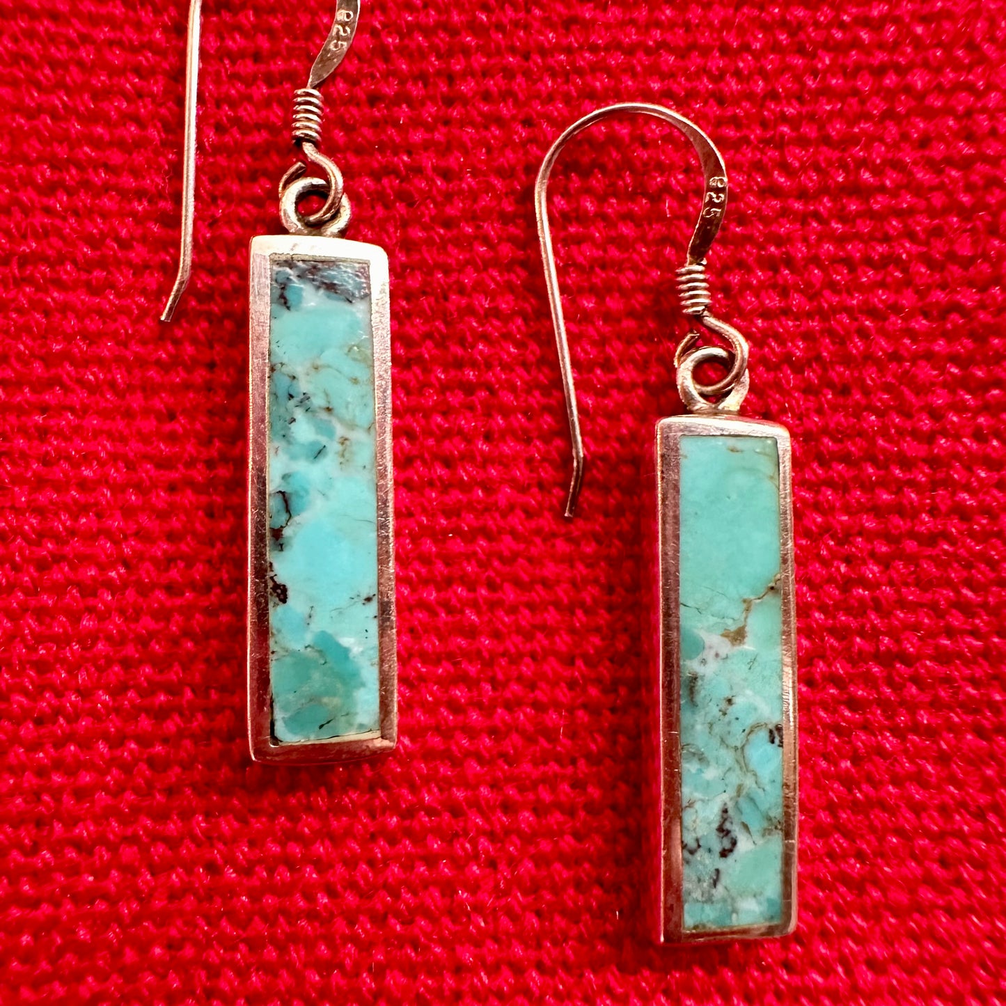 Sterling and Turquoise Rectangle Earrings