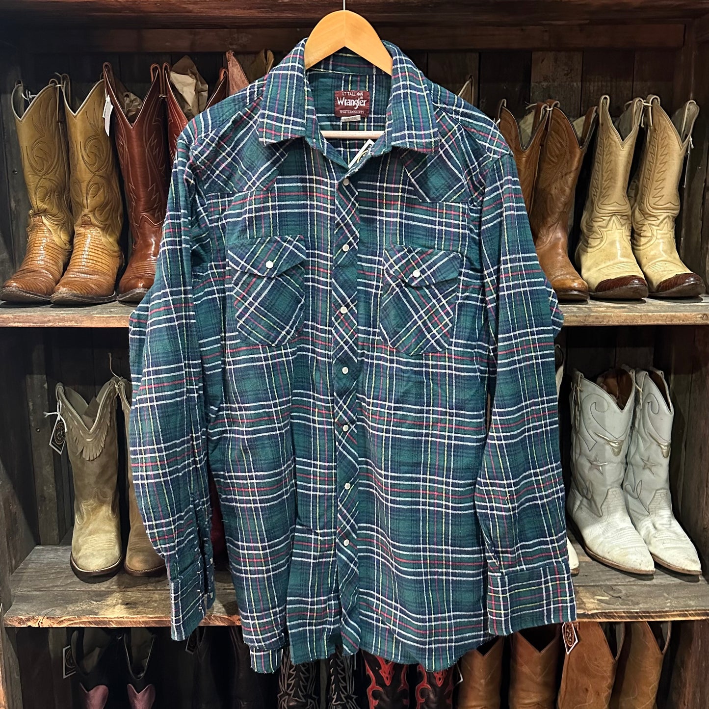 Pearl Snap LS Wrangler Flannel Large Tall