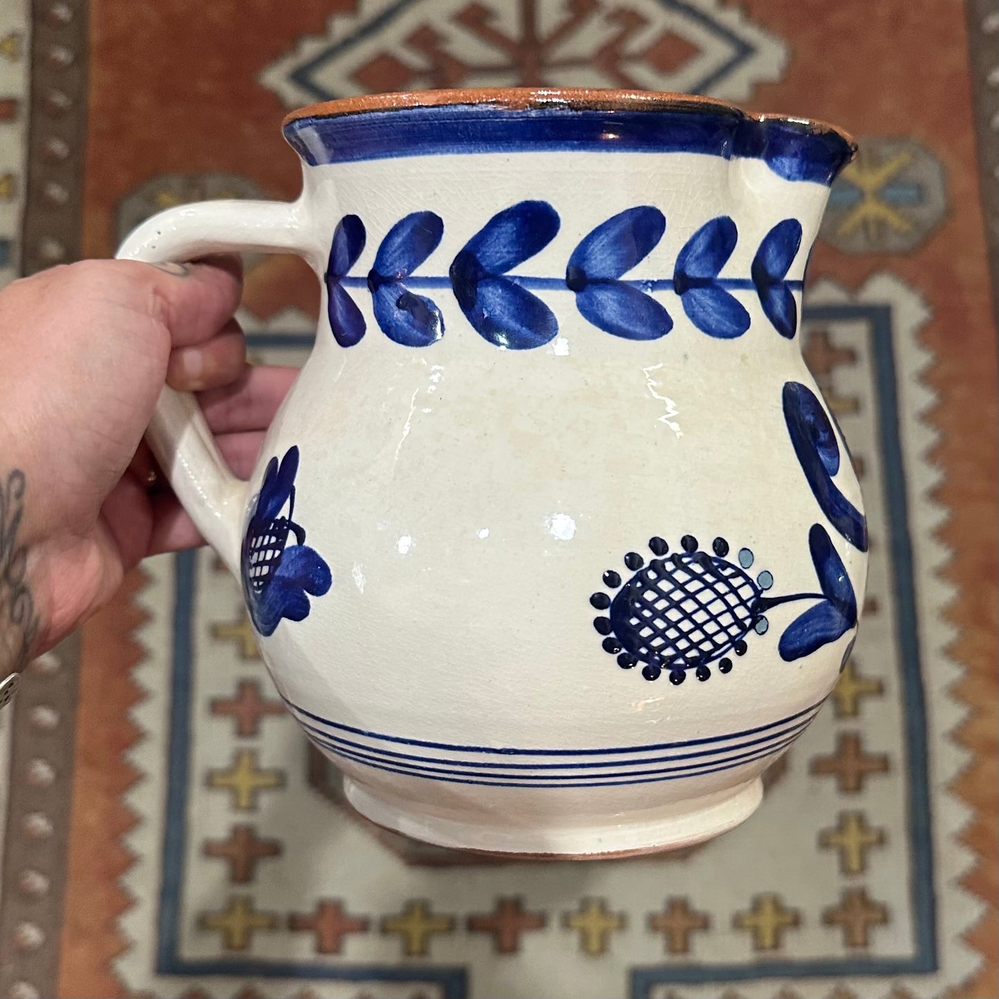 Pitcher Blue Flowers