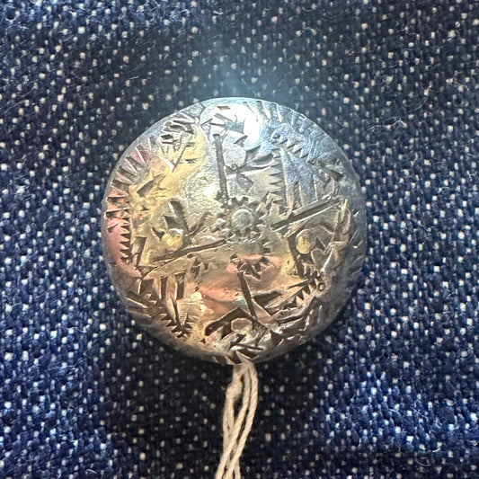 Button Cover Silver Stamped 1" by Genuine Oklahoma Souvenirs (925BC1)