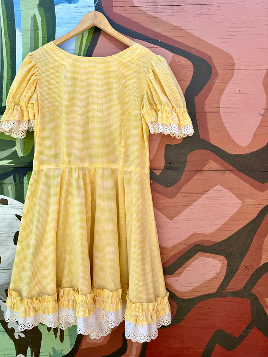 Yellow Gingham Square-Dancing Dress