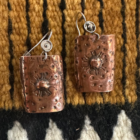 Earrings Copper Vertical Curve by Genuine Oklahoma Souvenirs (925ED7)