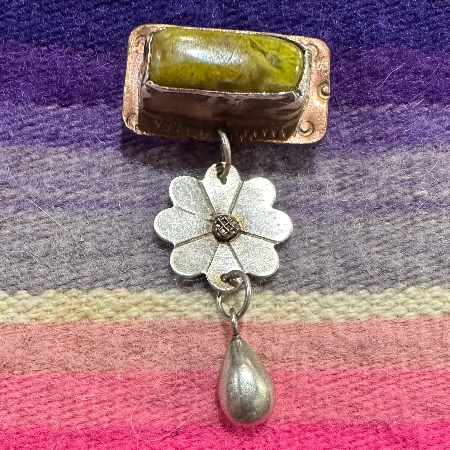 Pin with Stone and Flower Charm (925P9)