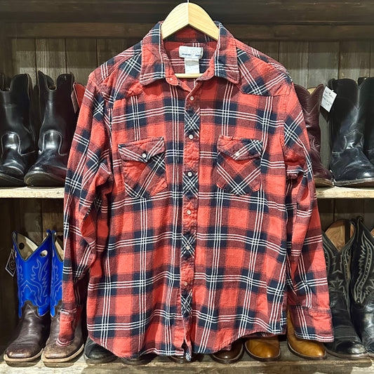 Pearl Snap LS Wrangler Flannel Large