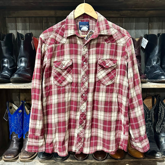 Pearl Snap LS Wrangler Flannel Medium