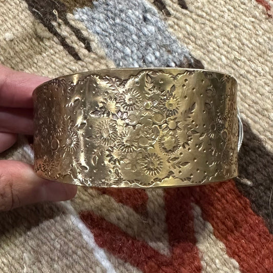 Cuff Brass Stamped Floral by Genuine Oklahoma Souvenirs (925CB1)